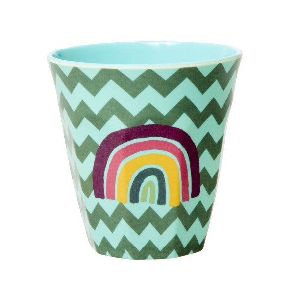 Melamin-Becher Zig Zag Regenbogen, 9 cm x 9 cm, Firma Rice