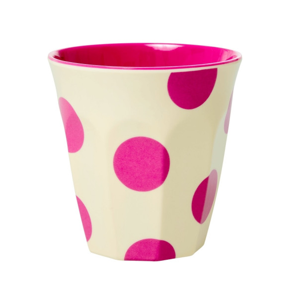 Melamin-Becher Punkte Fuchsia , 9 cm x 9 cm, Firma Rice