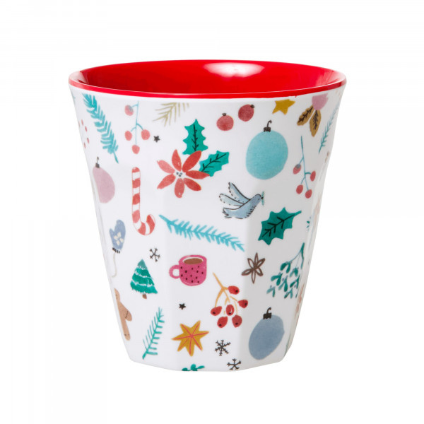 Melamin-Becher Weihnachten,rot , 9 cm x 9 cm, Firma Rice