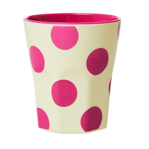 Melamin Jumbo-Becher Punkte Fuchsia , 10 cm x 9 cm, Firma Rice-