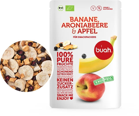 100 % pure Früchte Bio Banane, Aroniabeere & Apfel (Trockenfrucht, Frische, Natur, Qualität)