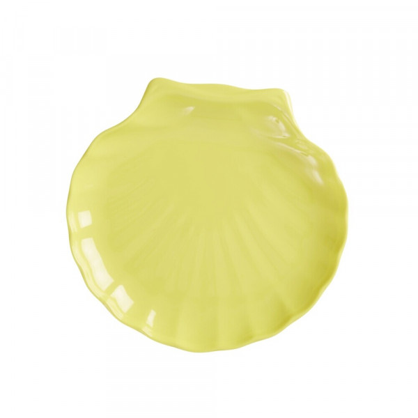 Melamin Dip-Teller in Muschelform, gelb medium, Firma Rice