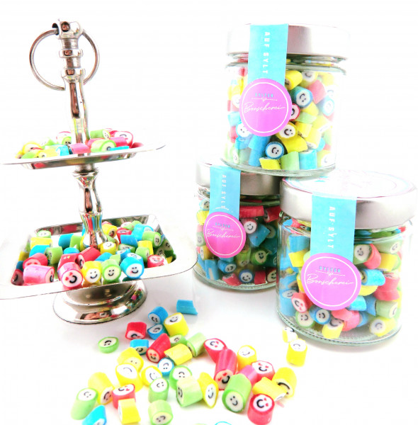Handgemachte Sylter Bonbons Smileys 150 g.: verschiedene Geschmäcker ; süß (Bonschen)