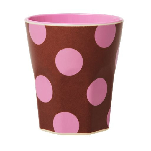 Melamin Jumbo-Becher Punkte pink, 10 cm x 9 cm, Firma Rice