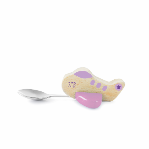 Knatter Kinderlöffel, lila, Holzflugzeug mit Löffel (Essen,Kinder,Spass)