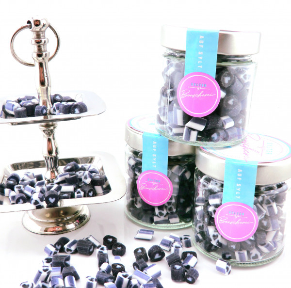 Handgemachte Sylter Bonbons Lakritzherzen 150 gr:, Anis, Salmiak; süß,lakritz,salzig (Bonschen)