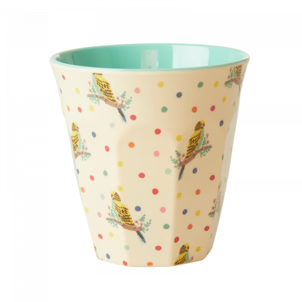 Melamin-Becher Wellensittich, 9 cm x 9 cm, Firma Rice