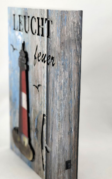 Holz-Lichtbild Leuchtfeuer Sylt (Lichtbild, Shabby, 3-D, Leuchtbild, Sylt)