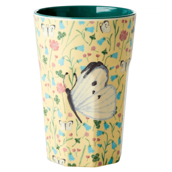 Melamin-Becher Schmetterling gelb/grün, 13 cm x 9 cm der Firma Rice