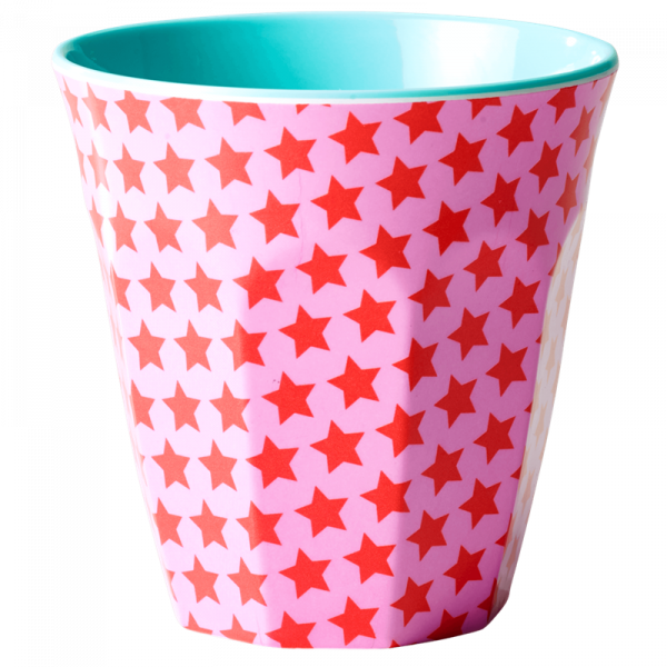 Melamin-Becher Sterne rot, 9 cm x 9 cm, Firma Rice