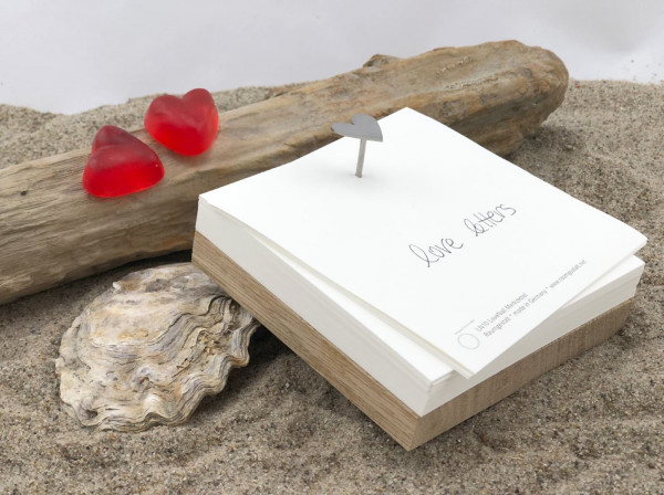Herz Nagel Merkzettel Love Letters....(Notizzettel, Notizblock, Notizen, Schreibblock, Block)