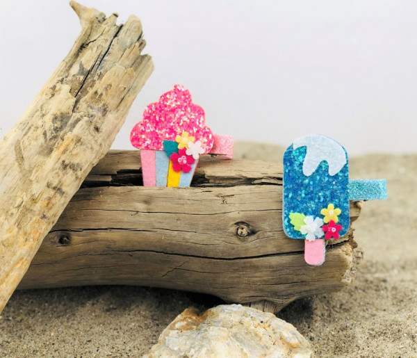 Haarclip Glitter Yummi Set (Haarspange, KInderschmuck, Haarspängchen, Haarschmuck)