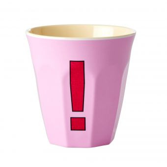 Melamin-Becher Ausrufezeichen pink , 9 cm x 9 cm, Firma Rice