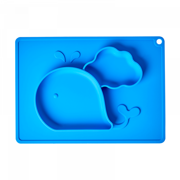 Silikon Kinderteller Wal blau, Firma Rice