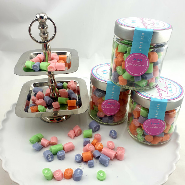 Handgemachte Sylter Bonbons Glaube-Liebe-Sylt-Hoffnung 150g;verschiedene Geschmäcker; süß,sauer(Bons