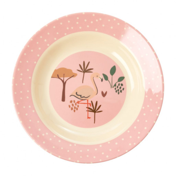 Melamin Kinderteller tief Dschungeltiere pink, Firma Rice