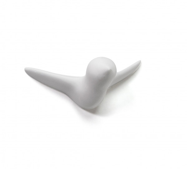 Mini Vogel Keramik weiß (Wanddekoration, Garderobe, Garten, Küche, Beton