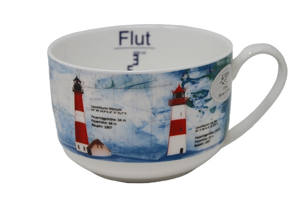 Becher Leuchtfeuer Sylt, ca.600 ml (Porzellanbecher, Küche, Tasse, Kaffeetasse,Teetasse)